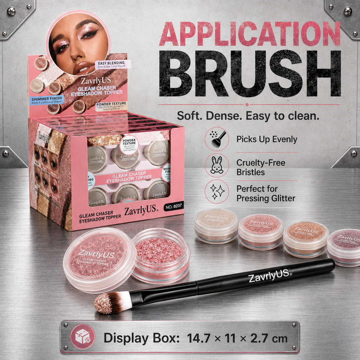6-Piece Glitter Eyeshadow Topper Set with Brush