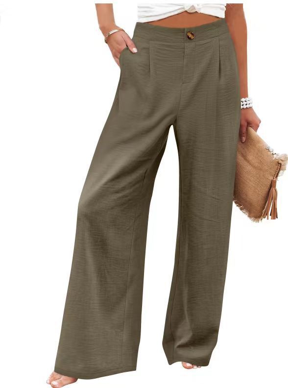 Women's High-Waisted Cotton Linen Wide-Leg Pants πΏπ