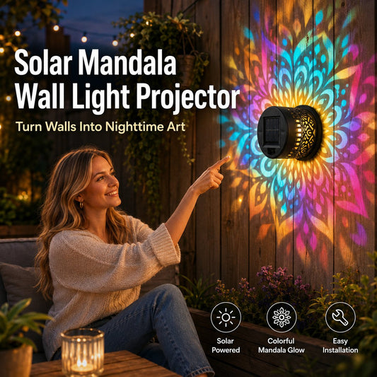 🌞 Solar Mandala Wall Light ✨ Stunning Garden Projection
