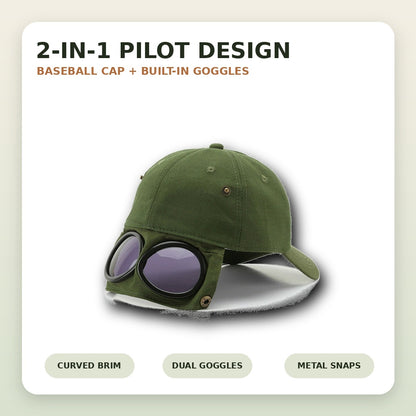 Men's Pilot Goggle Baseball Cap | Vintage Aviator Hat