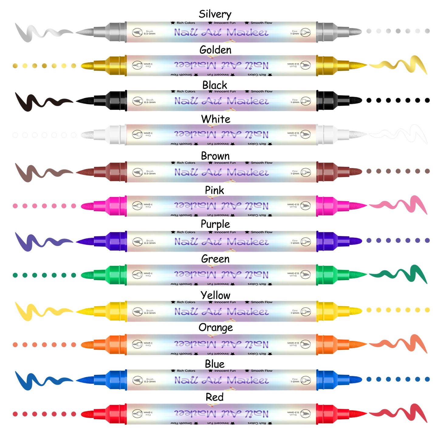 🎨Dual-Tip Nail Art Marker Pens – 12/24 Color Set