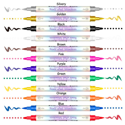 🎨Dual-Tip Nail Art Marker Pens – 12/24 Color Set