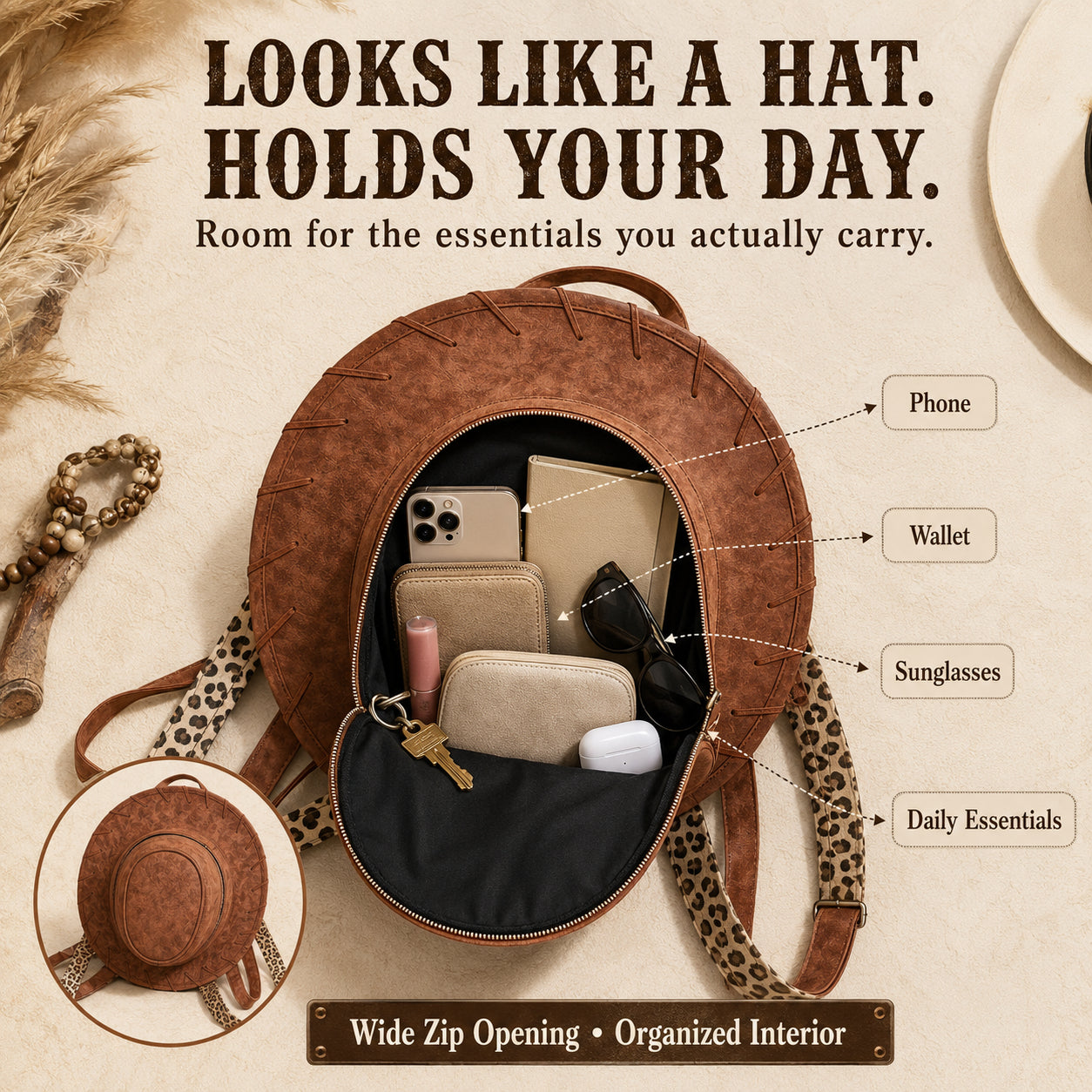 ✨2026 Viral Cowboy Hat Backpack | Novelty Cowboy Hat Backpack for Women🎒
