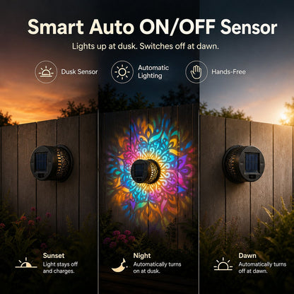 🌞 Solar Mandala Wall Light ✨ Stunning Garden Projection