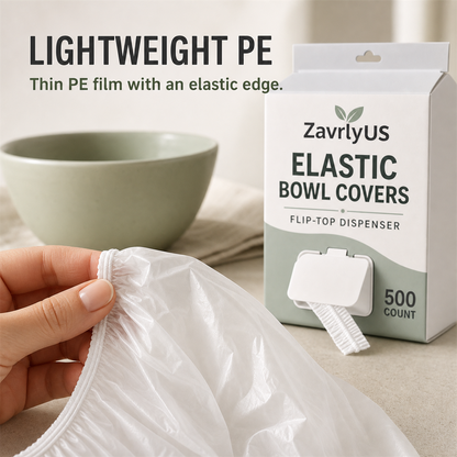 Close view of lightweight PE cover film and its elastic edge