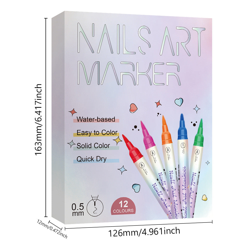 🎨Dual-Tip Nail Art Marker Pens – 12/24 Color Set