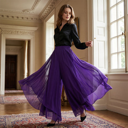 Women's Elegant Chiffon Flared Pants