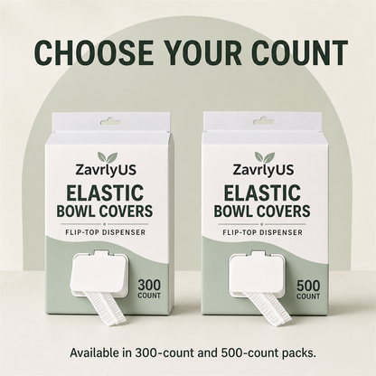 ZavrlyUS elastic bowl cover boxes in 300-count and 500-count options
