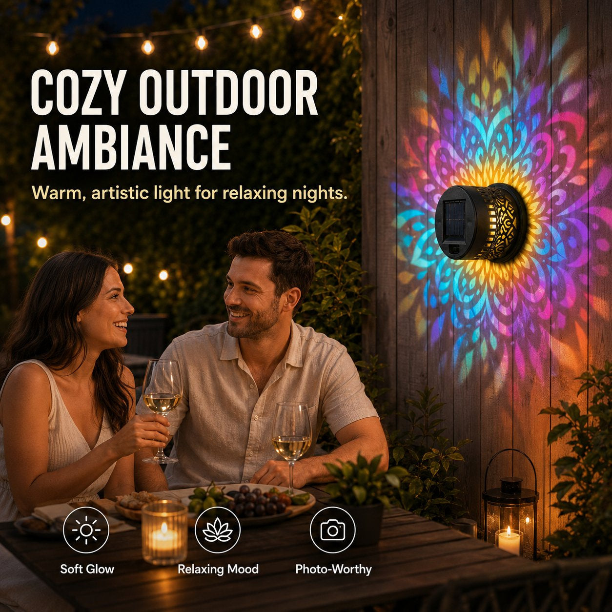 🌞 Solar Mandala Wall Light ✨ Stunning Garden Projection