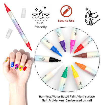 🎨Dual-Tip Nail Art Marker Pens – 12/24 Color Set