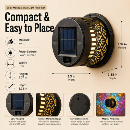 🌞 Solar Mandala Wall Light ✨ Stunning Garden Projection