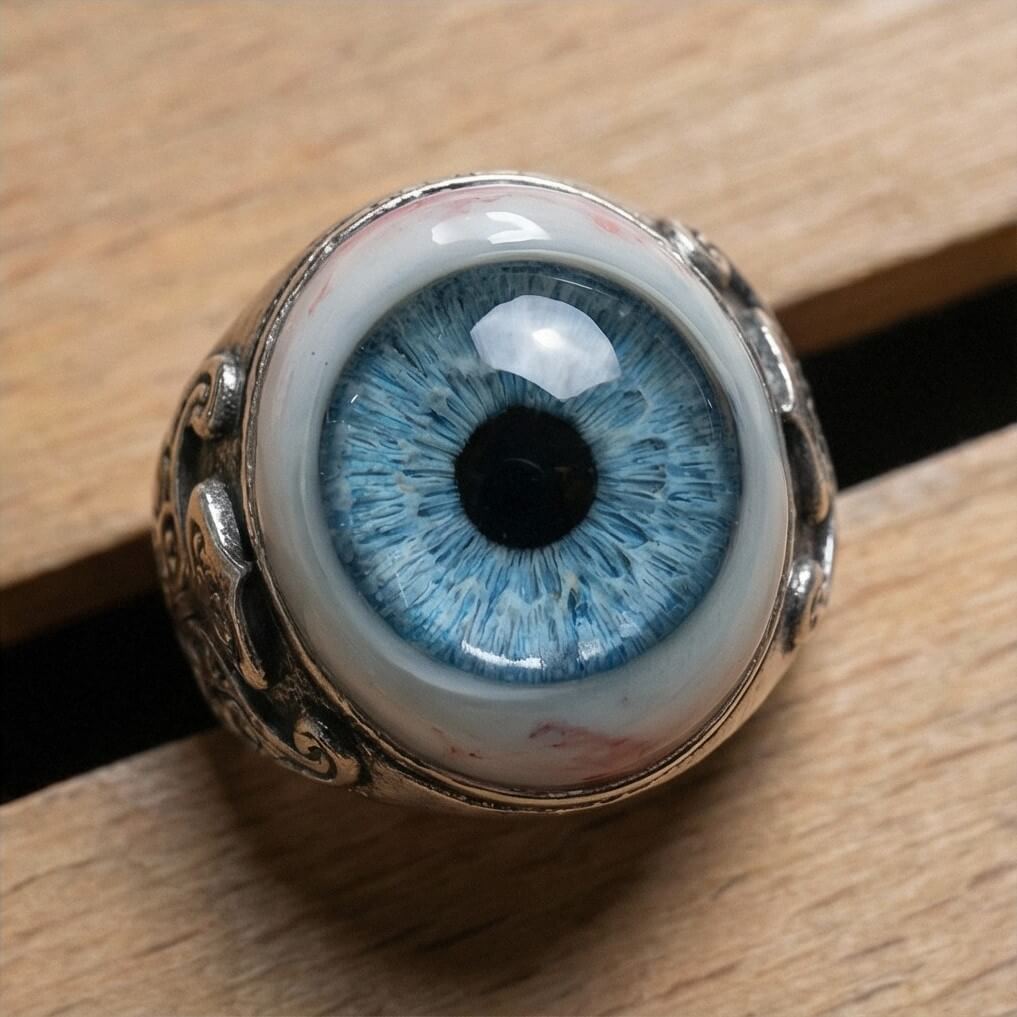 👁️Realistic Eyeball Ring - Adjustable Gothic Punk🦇 Statement Jewelry✨Handmade