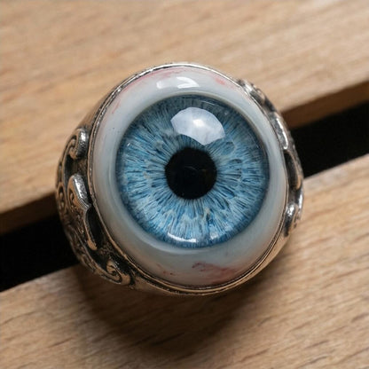 👁️Realistic Eyeball Ring - Adjustable Gothic Punk🦇 Statement Jewelry✨Handmade