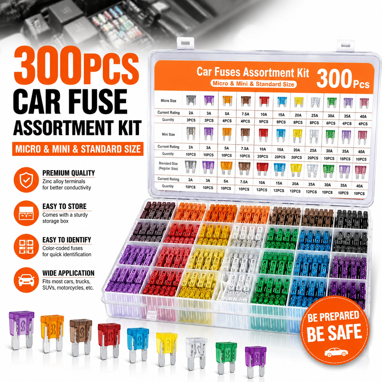 🏆Ultimate Ultimate 300Pcs Car Fuse Assortment Kit | Micro, Mini, Standard