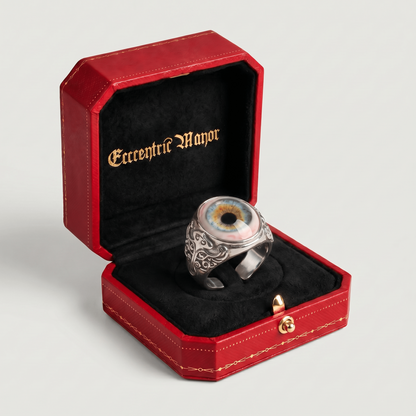 👁️Realistic Eyeball Ring - Adjustable Gothic Punk🦇 Statement Jewelry✨Handmade