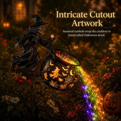 🎃Light Up Flying Witch & Glowing Cauldron Halloween Garden Decor🔥