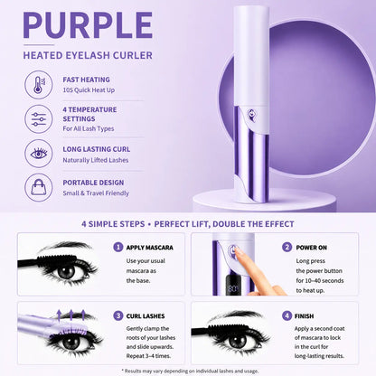 🌡️Smart Heated Eyelash Curler with LED Display | 24H Lash Lift