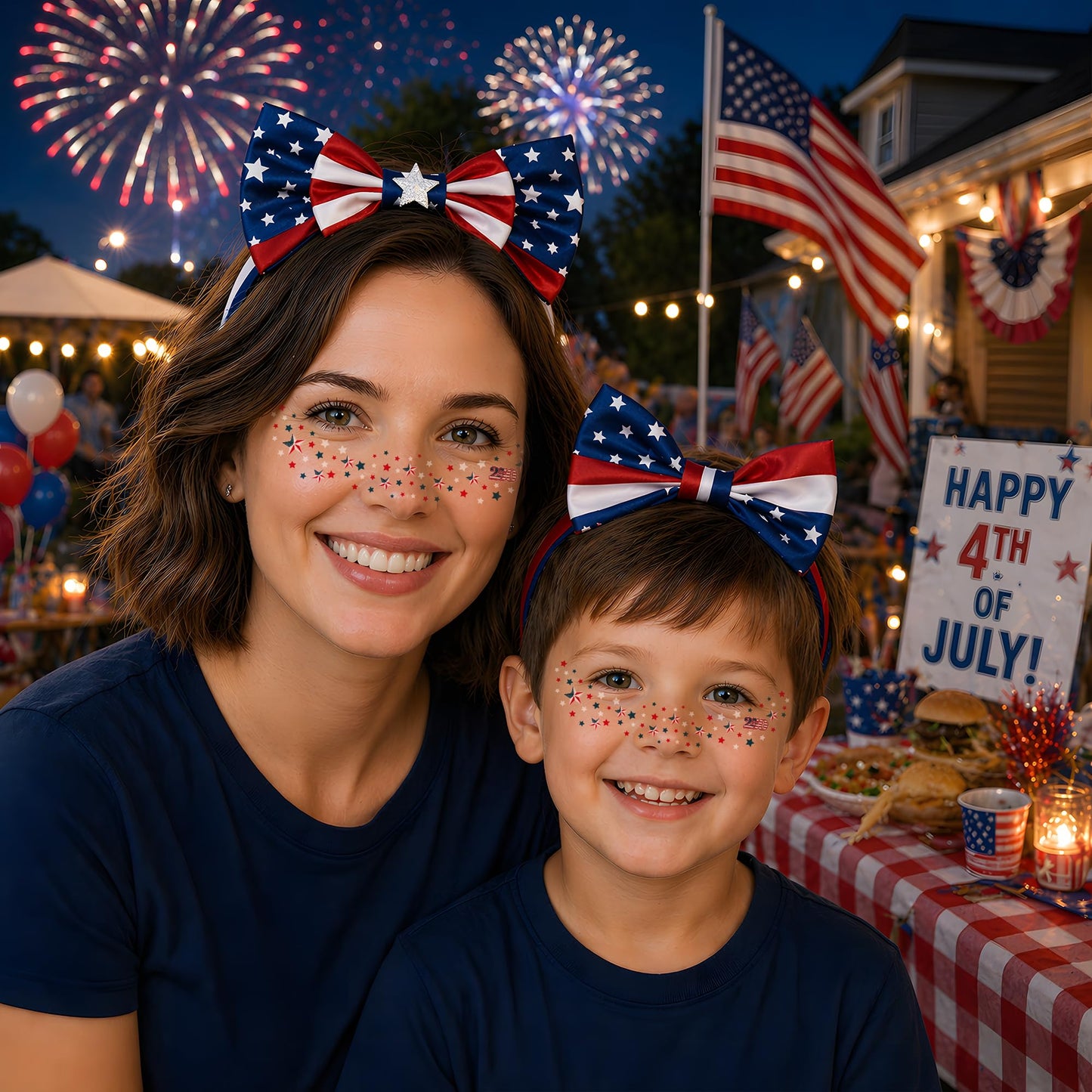 America 250 Face Tattoos  — 6 Sheets 6 Designs Patriotic 4th of July Temporary Tattoos