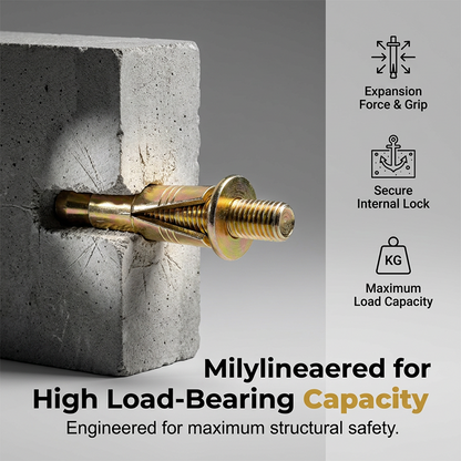 Premium Concrete Pin Anchors - Heavy Duty Carbon Steel Wall Bolts