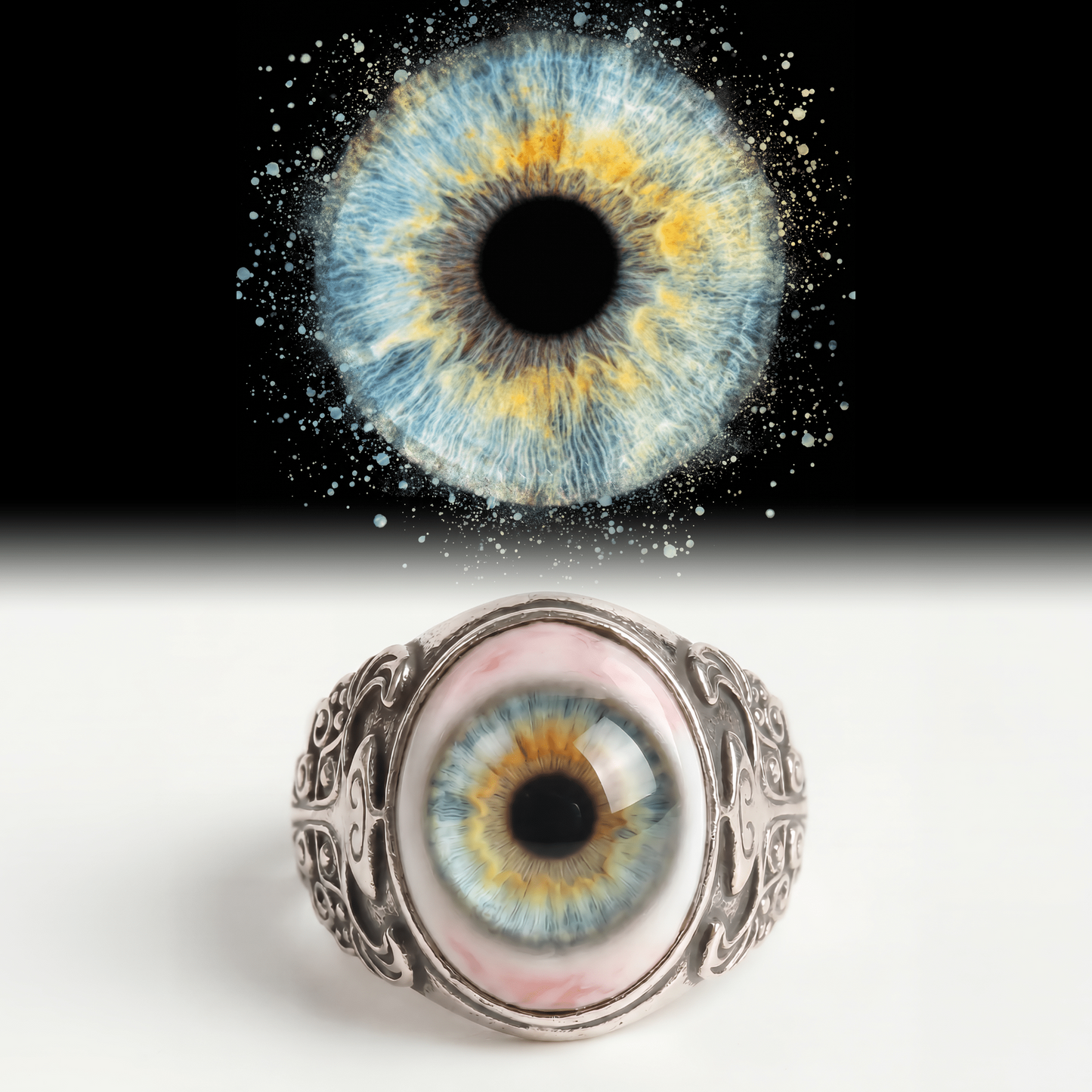 👁️Realistic Eyeball Ring - Adjustable Gothic Punk🦇 Statement Jewelry✨Handmade