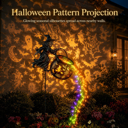 🎃Light Up Flying Witch & Glowing Cauldron Halloween Garden Decor🔥