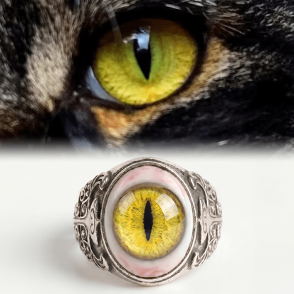 👁️Realistic Eyeball Ring - Adjustable Gothic Punk🦇 Statement Jewelry✨Handmade