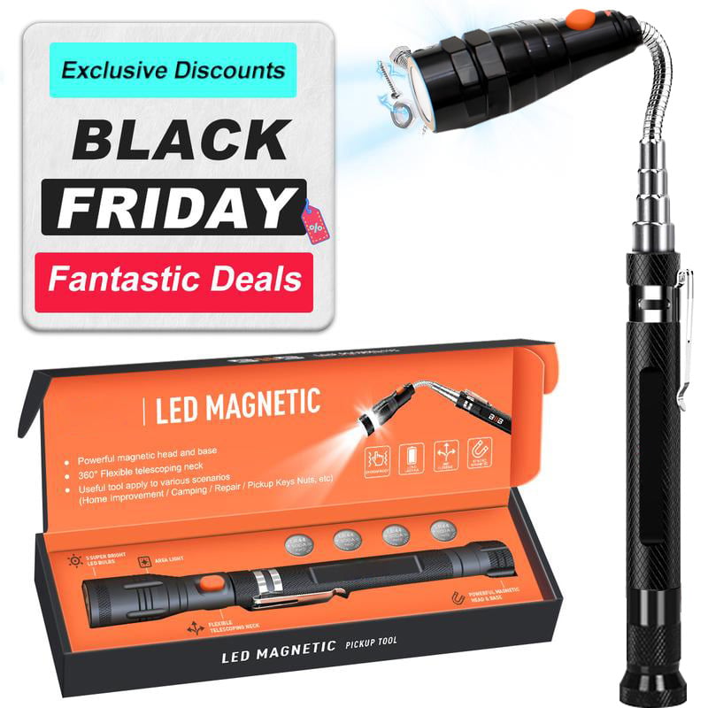 🧲Magnetic Pickup Tool with LED Light |🛠 Extendable Telescopic Magnet USB charging✨