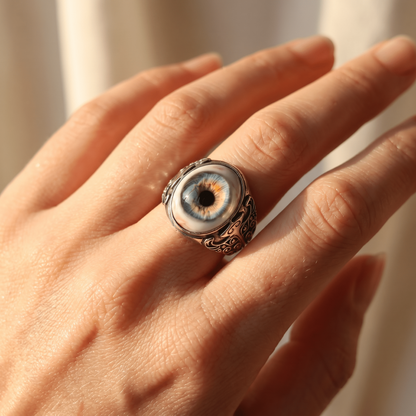 👁️Realistic Eyeball Ring - Adjustable Gothic Punk🦇 Statement Jewelry✨Handmade