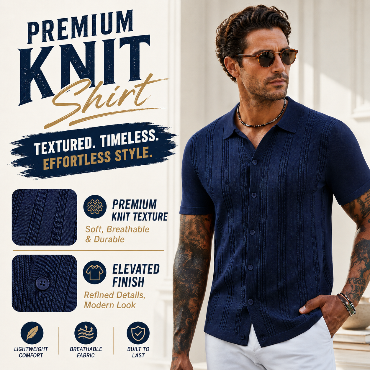 🧶 Textured Knit Polo | Effortless Everyday Style
