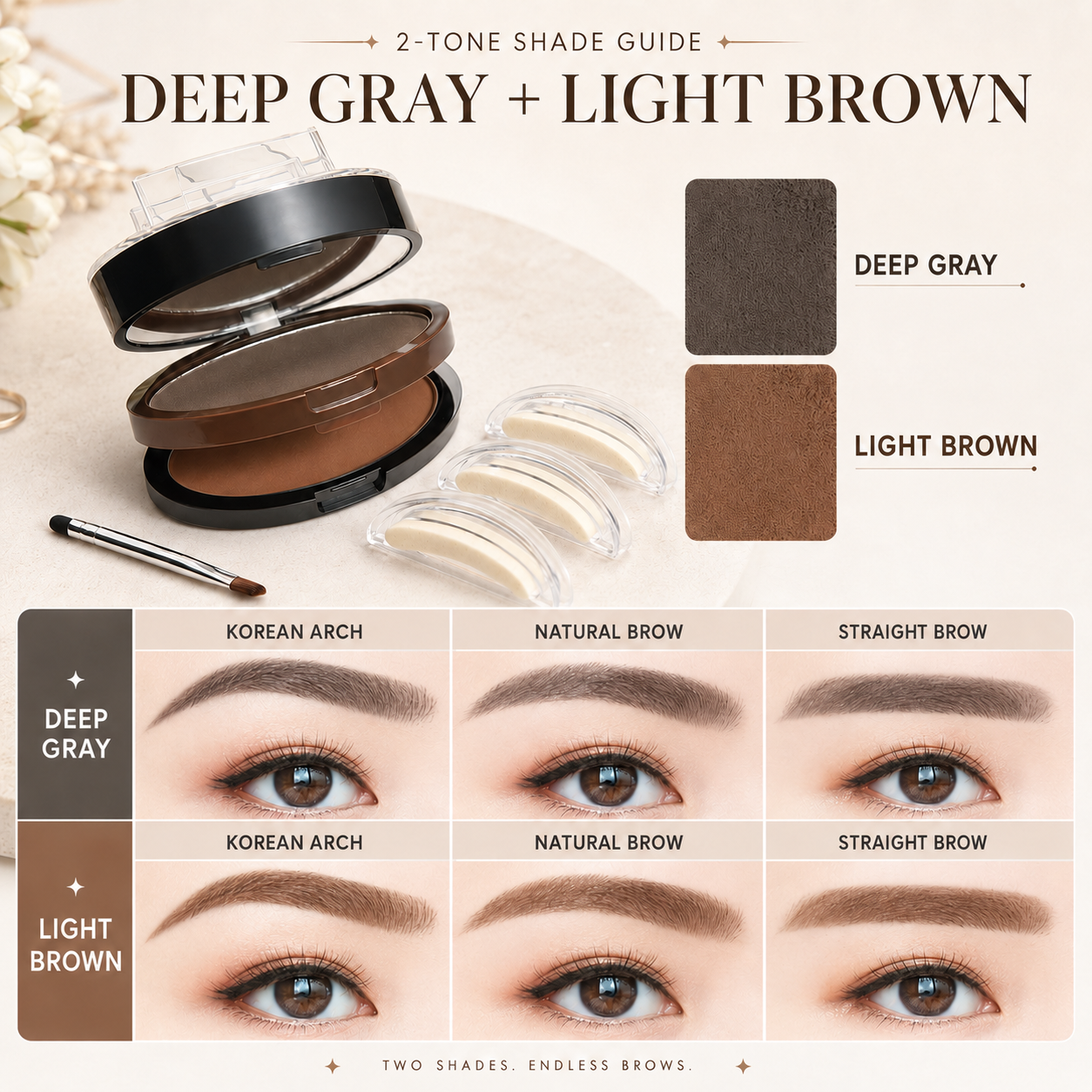 2-in-1 Dual Color Eyebrow Stamp Powder✨