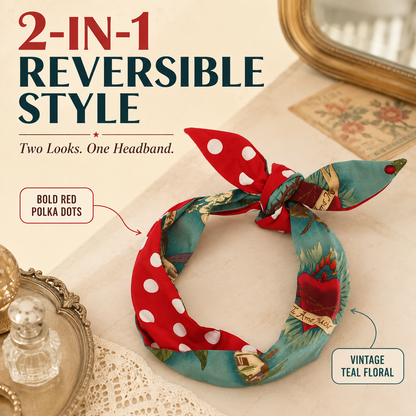 ✨ Retro Polka Dot & Floral Hair Wrap