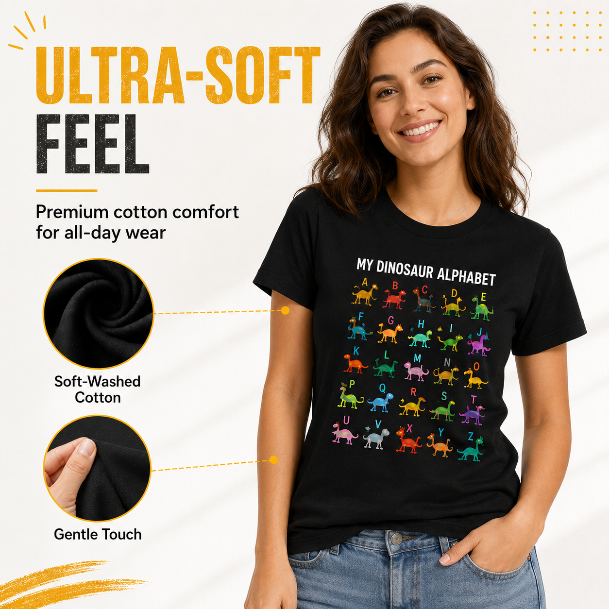 Dinosaur Alphabet Soft Cotton Tee