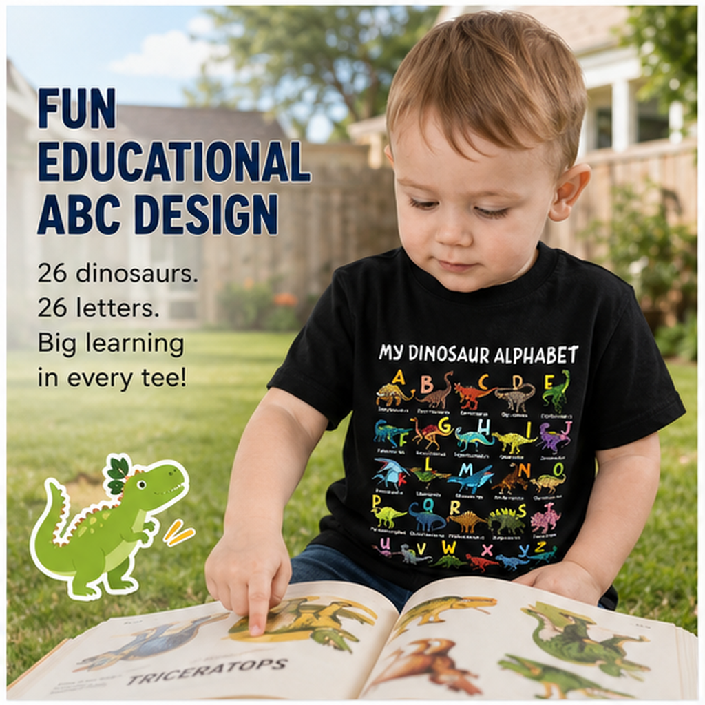 🦖The ABC Dino Tee: Spark Your Little Explorer’s Curiosity & Early Learning!
