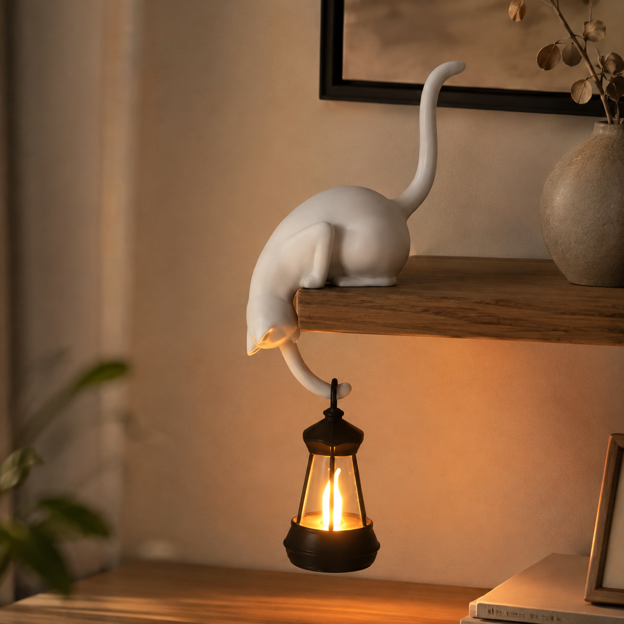🐱 Cozy Hanging Cat Shelf Lantern