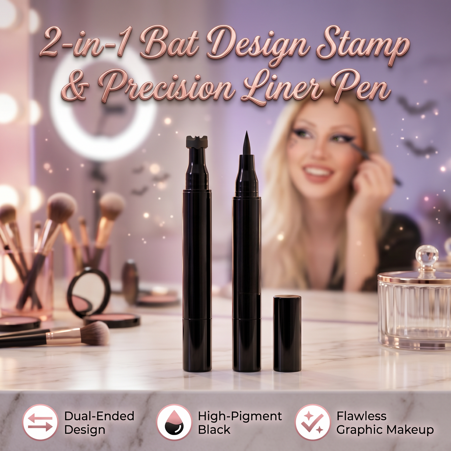 2-in-1 Bat Design Stamp & Precision Liner Pen