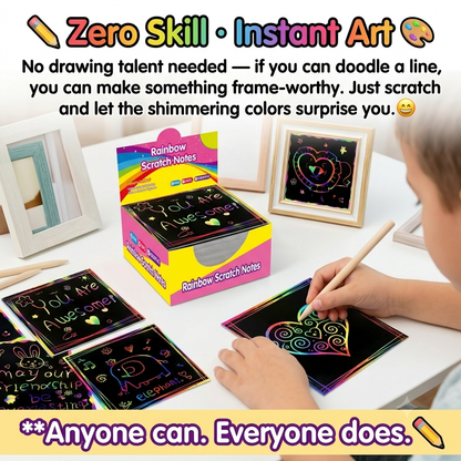 Rainbow Scratch Art Paper – 100 Sheets DIY Magic Reveal Kit