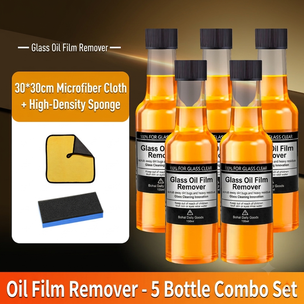 🚗Automotive Glass Oil Film Cleaner - Anti-Freeze & Hydrophobic Coating