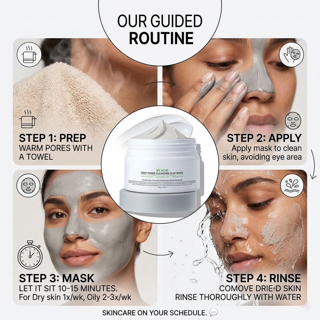 ✨ 3X Acid Deep Pores Cleansing Clay Mask - Unclog & Purify