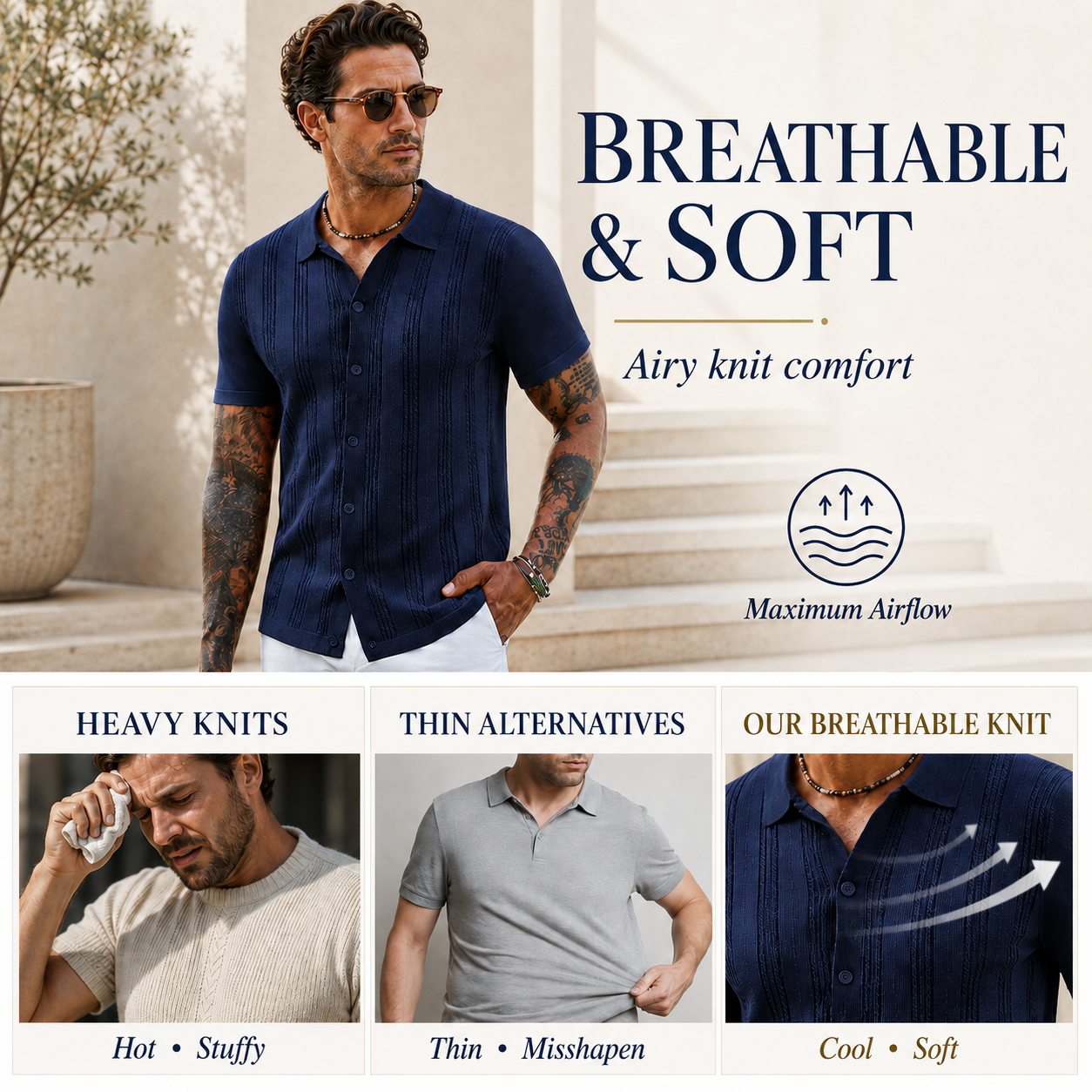 🧶 Textured Knit Polo | Effortless Everyday Style