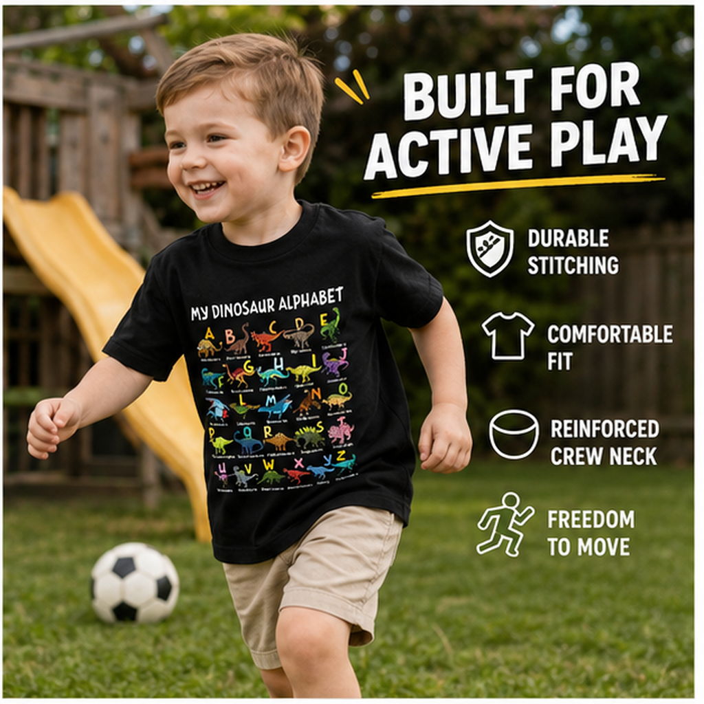🦖The ABC Dino Tee: Spark Your Little Explorer’s Curiosity & Early Learning!