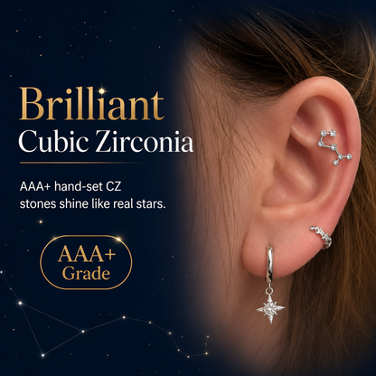 💫 12 Zodiac Constellation Studs - CZ Cartilage Piercing Jewelry