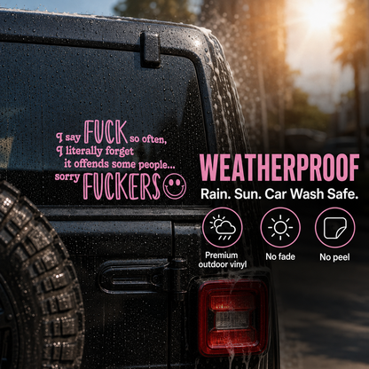[5-Pack] 😈 Funny Pink Vinyl Car Decals - Sarcastic Quote Bumper Stickers