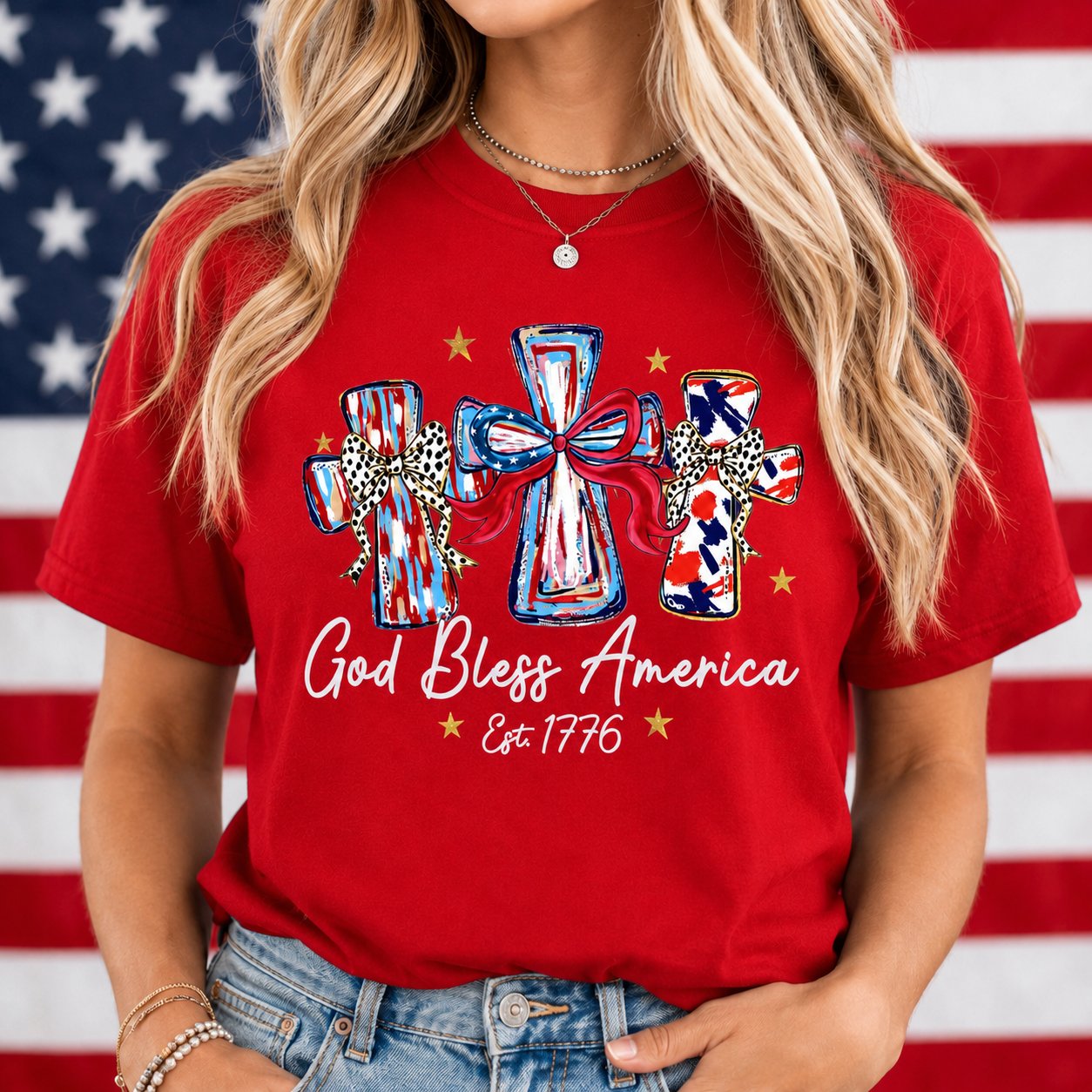 Vintage Washed "God Bless America" Faith & Freedom Tee