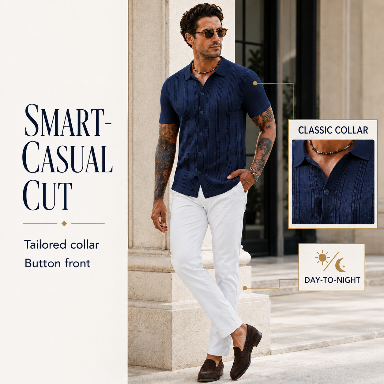 🧶 Textured Knit Polo | Effortless Everyday Style
