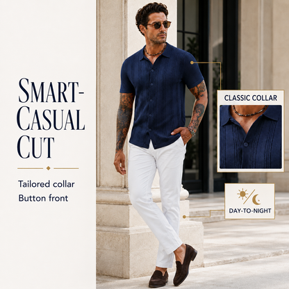 🧶 Textured Knit Polo | Effortless Everyday Style