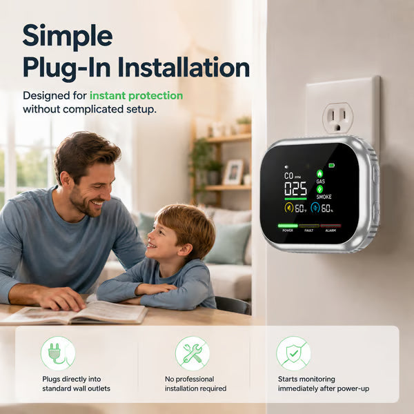🚨 Smart 6-in-1 Gas Detector – CO Smoke & Gas Leak Alarm With LCD Display