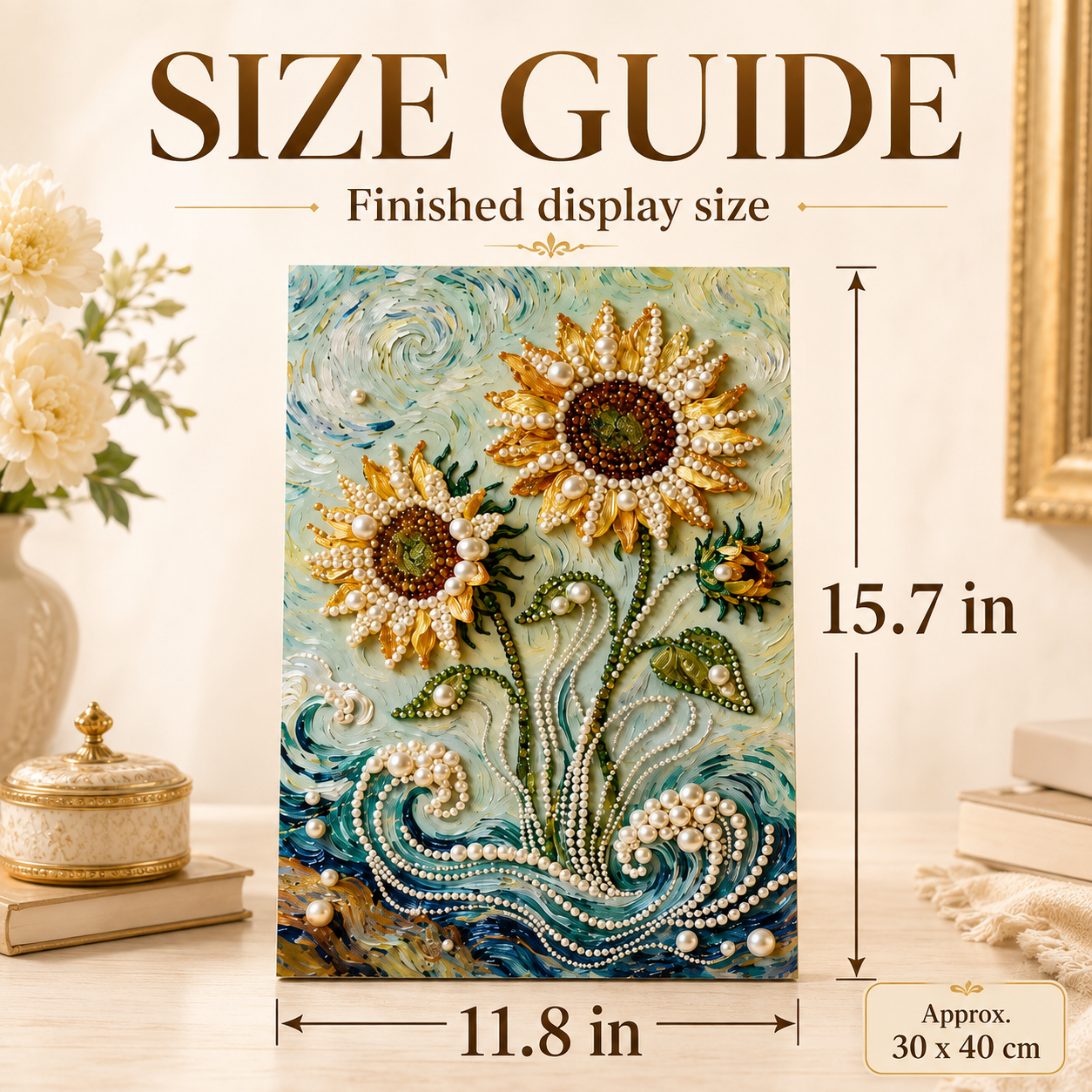 ✨ 3D Pearl & Gem Sunflower DIY Painting Kit