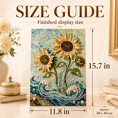 ✨ 3D Pearl & Gem Sunflower DIY Painting Kit
