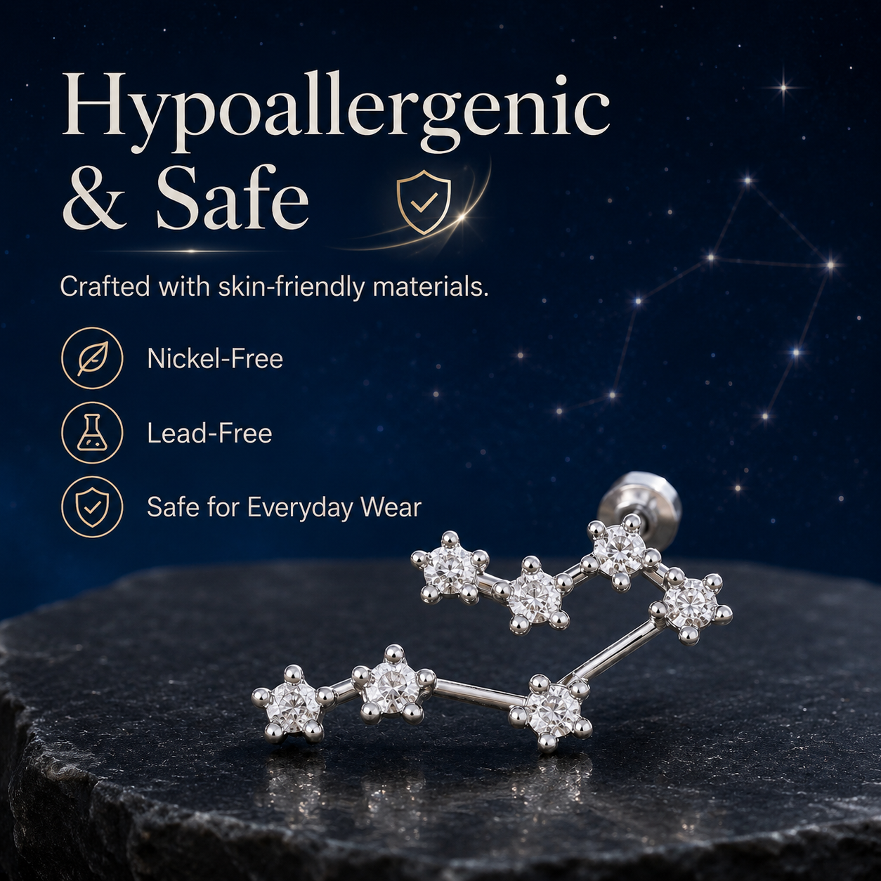 💫 12 Zodiac Constellation Studs - CZ Cartilage Piercing Jewelry