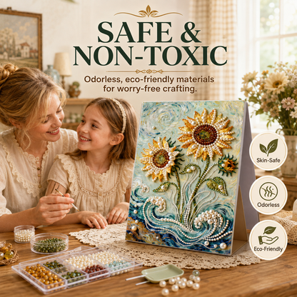 ✨ 3D Pearl & Gem Sunflower DIY Painting Kit